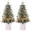 Ensemble de 2 sapins de Noël enneigé avec 78 lumières DEL, baies rouges et minuterie, base en pot
