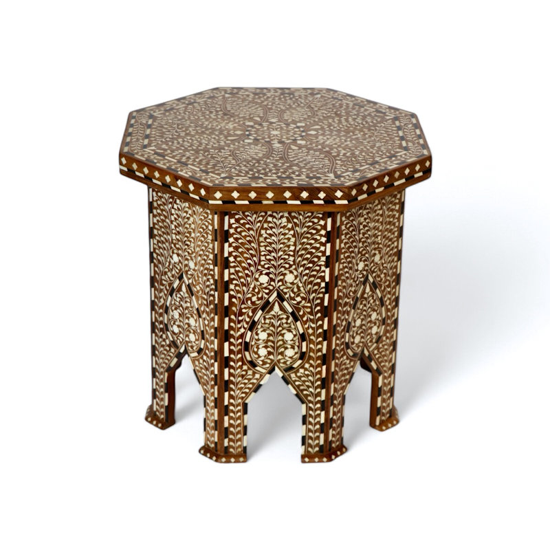 Bone Inlaid Teak Side Table