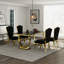 Ensemble de table de salle à manger luxueux et doré avec chaises en velours-2092906444-2092906446