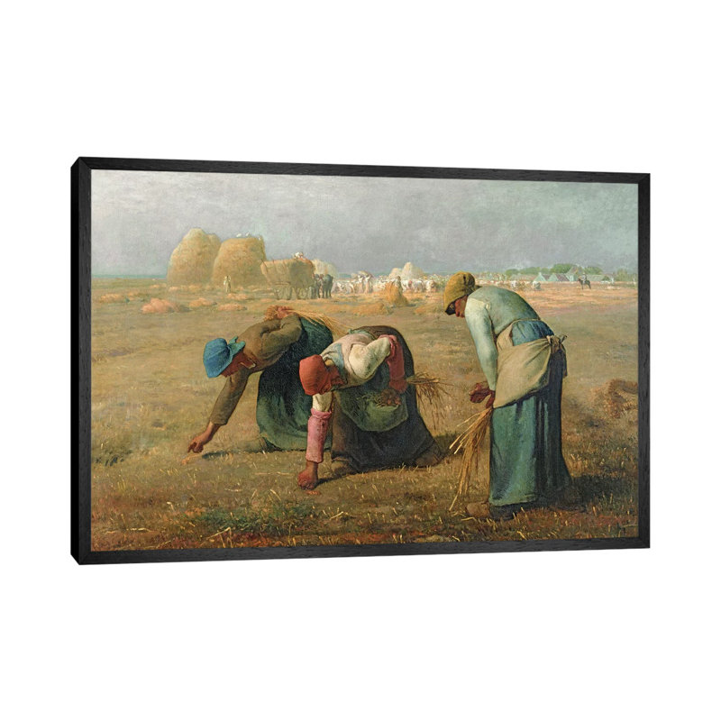 The Gleaners, 1857 by Jean-Francois Millet - Painting on Canvas, Black Framed, 45.72cm H x 66.04cm W x 3.81cm D