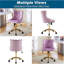 Chaise de bureau VINGLI mauve mauve sans accoudoir avec base / roulettes dorées, petite chaise de coiffeuse / maquillage mignonne avec dossier pour la chambre à coucher, fauteuil à clous pivotant et pivotant rembourré pour femmes / filles-134287605