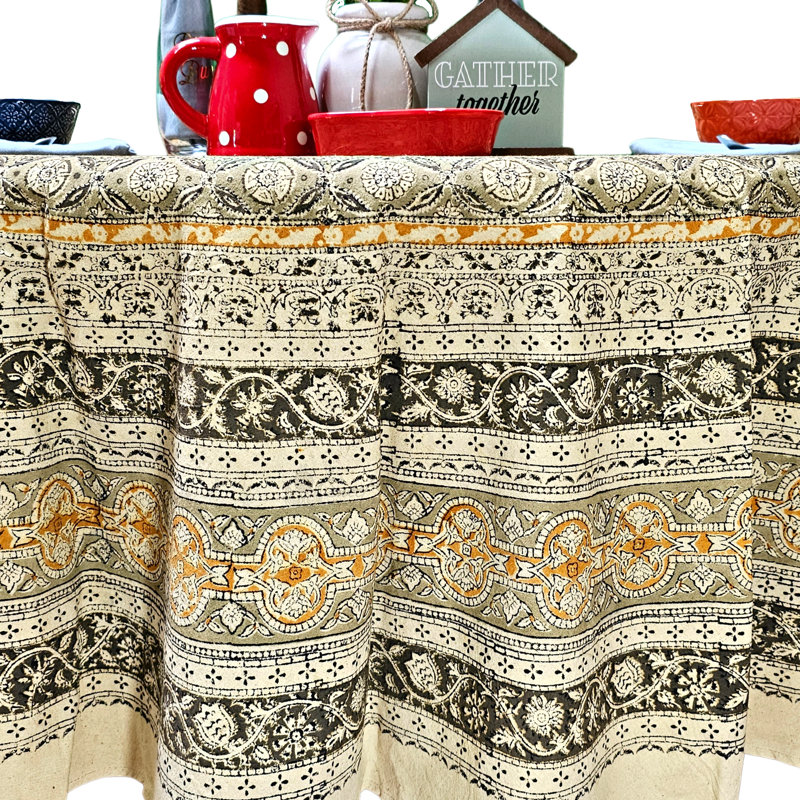 Nappe en coton à motif floral, Rond 72 po