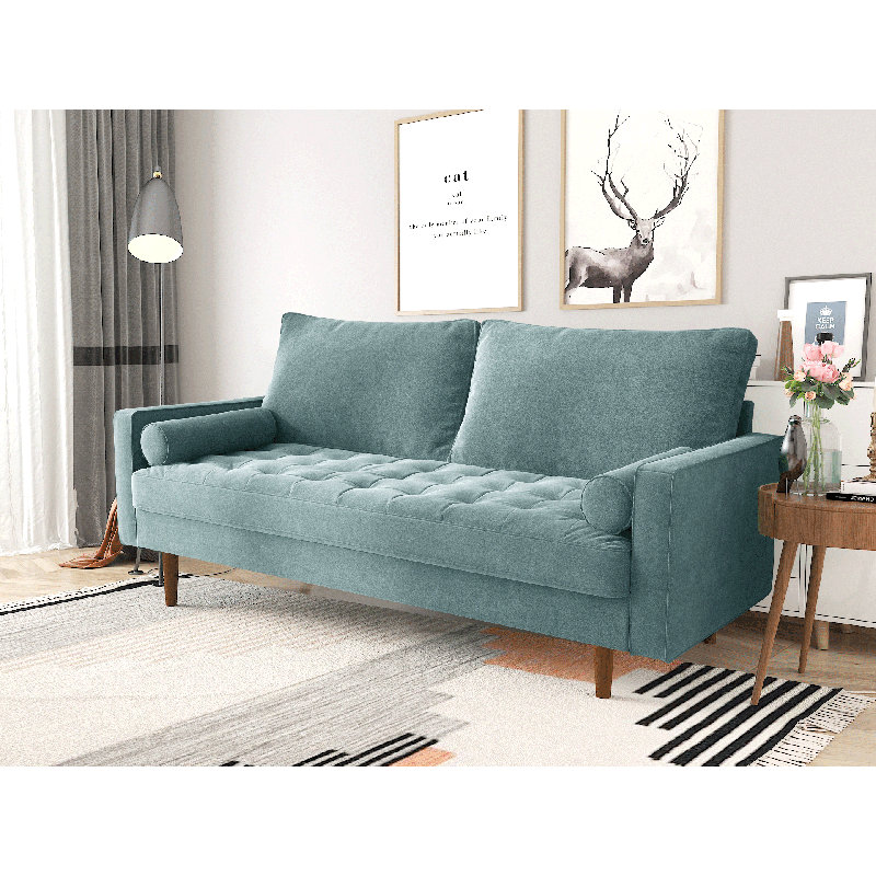 Mauck Modern Sofa,70 Inch Velvet Couch for Living Room,Spring Cushions,Solid Wood Frame,Easy Assembly for Small Spaces