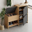 Armoire à chaussures moderne avec charnières à fermeture en douceur, anthracite et chêne, 39,8 x 31,7 x 14,0 pouces | 100% panneau de particules enduit de mélamine, hauteur des pieds 5,9 pouces | Fixation murale, conception élégante et fonctionnelle, capacité de poids de 176 lb