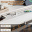 Structure de lit avec tablettes à 2 niveaux, station de charge, lumières DEL, lattes en métal, tête de lit en bois-925574643-923123563
