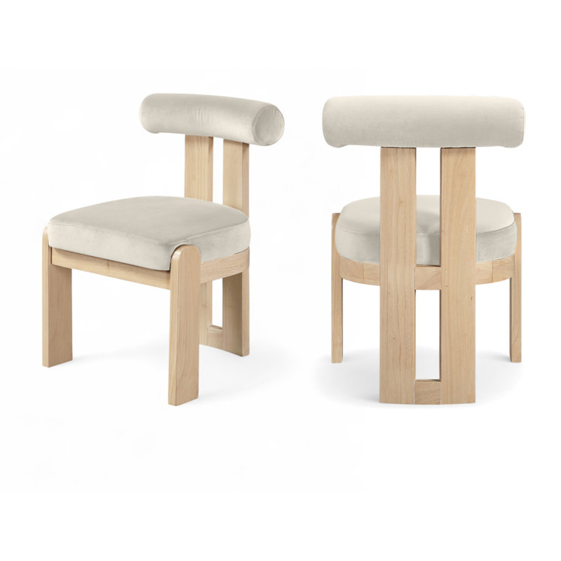 Chaise rembourrée Colchester, Velours crème, Teint naturel