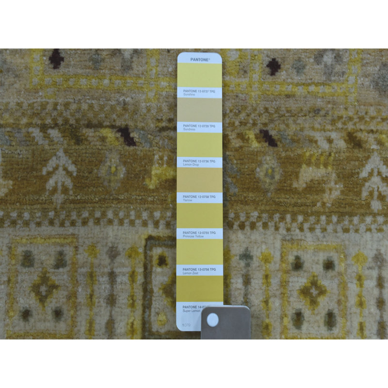 Tapis décoratif en laine noué à la main de conception unique noué à la main jaune 2 pi 8 po x 3 pi 9 po ASIFA
