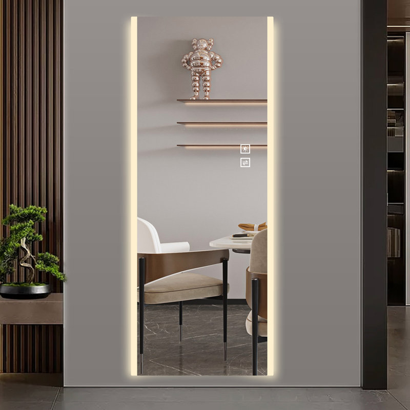 65*21in Led mirror full length,Frameless full-length mirror,Wall Mounted Mirror with Light,three-color changing light,Explosion-proof glass, high-definition imaging