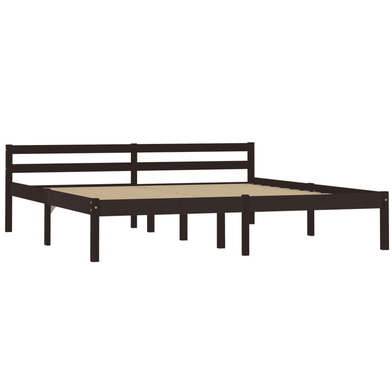 Aaryahi Solid Wood Bed, European Kingsize (160 x 200 cm), Dark Brown