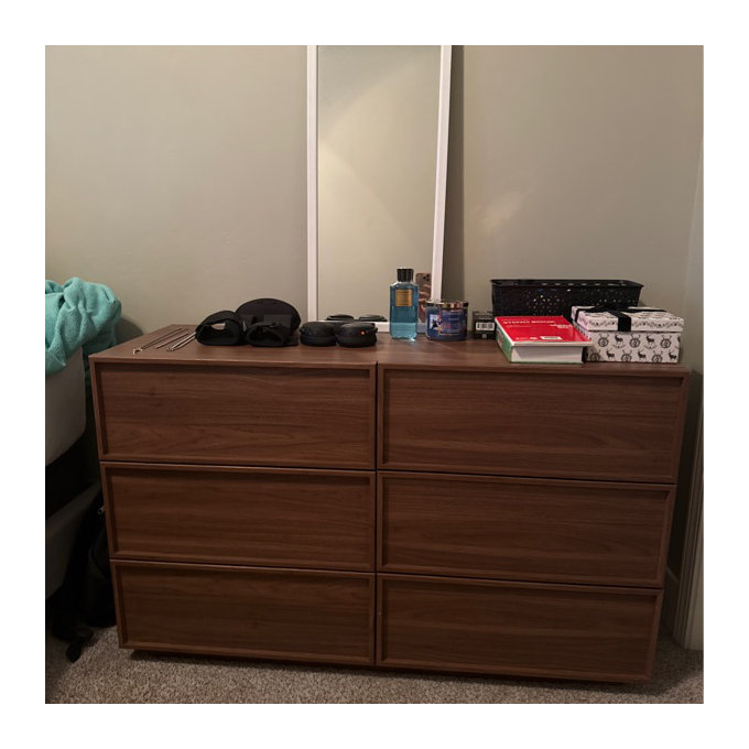 malm 6-drawer dresser brown stained ash veneer Ikea Malm 6-Drawer Chest in Brown Stained Ash Veneer