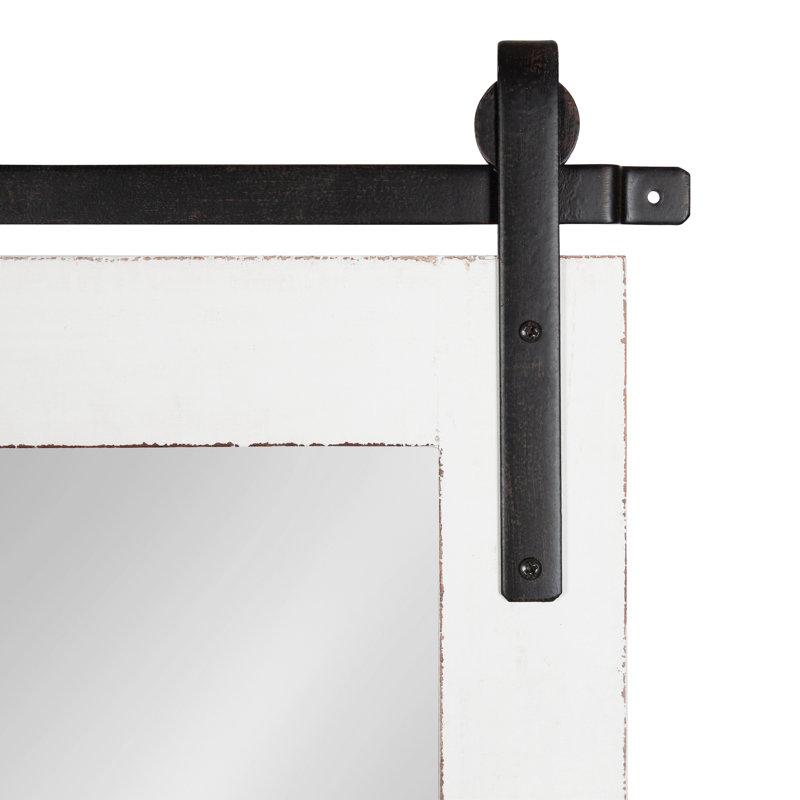 Dayanah Modern Farmhouse Distressed Accent Mirror, White, 22" x 30"