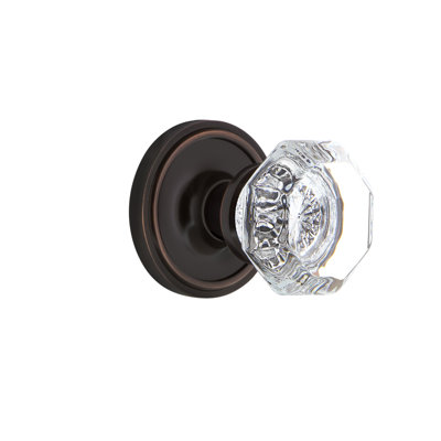 Clear Crystal Waldorf Interior Mortise Door Knob with Classic Rosette