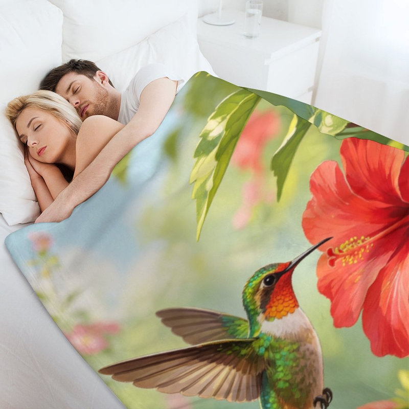Jeté en flanelle Hummingbird Hovering Luxury, 40x50in