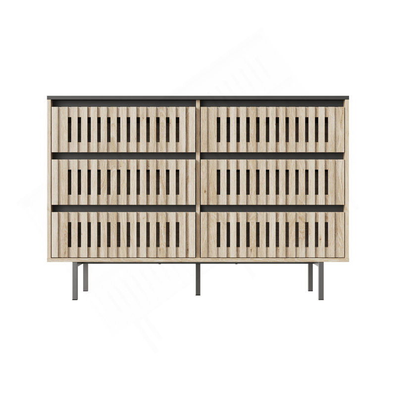 Cannelé, armoire de rangement pour chambre à coucher, rangement à six tiroirs, grande capacité, armoire à tiroirs minimaliste moderne, conception à deux tons