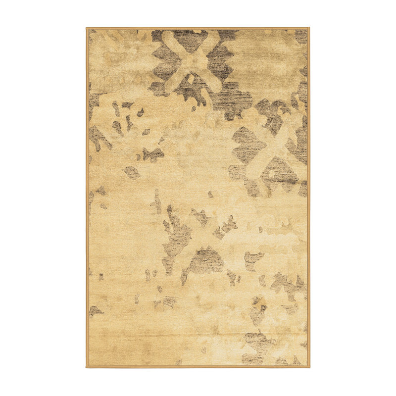 Tapis contemporains brun lavable à la machine 2590, Rectangle 2 pi x 3 pi