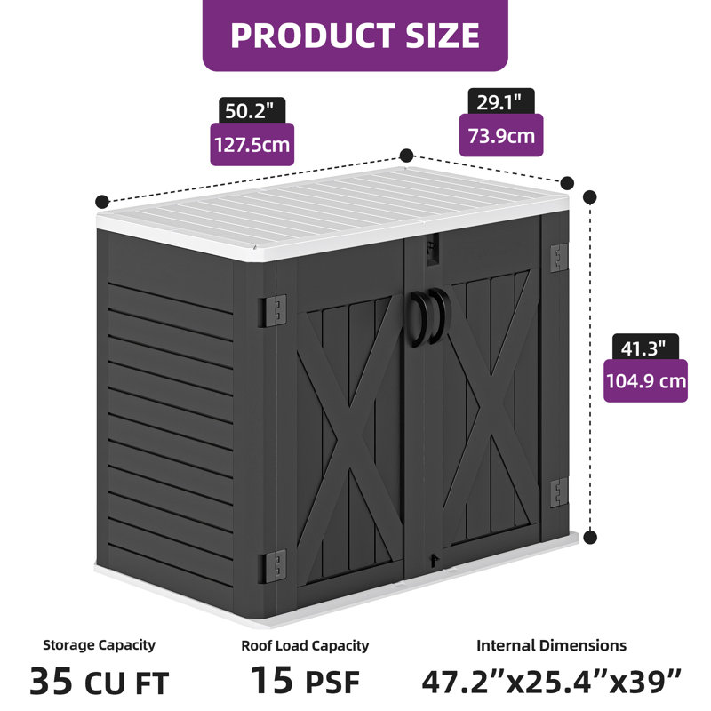 Edrosie Inc 4.15 Ft. W X 2.4 Ft. D Resin Horizontal Storage Shed