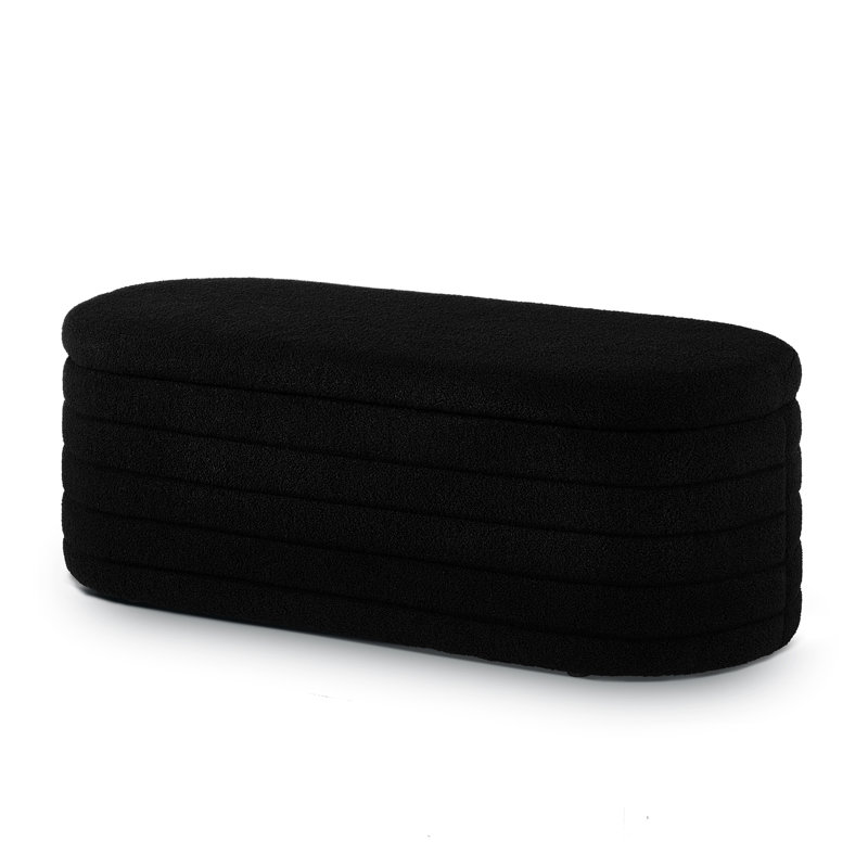 Banc ovale rembourré avec rangement - Améliore la pratique du compartiment caché moderne, Noir