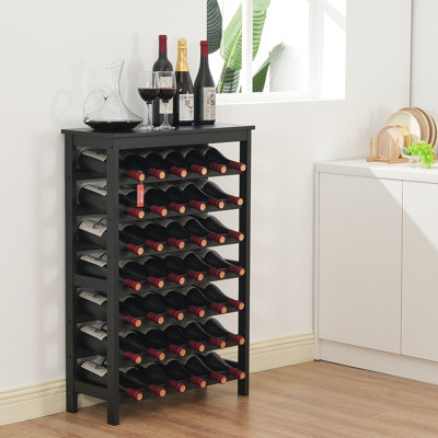 42 Bottle 7-Tier Modular Wine Rack Bamboo Wood Display Shelf with TableTop