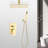 Ceiling Mounted Shower Of Gold Brass - Handheld And 12" Head For Natural Rainfall Satisfaction Uncomplicated Cleaning Nature System With & Experience Easy-124646413