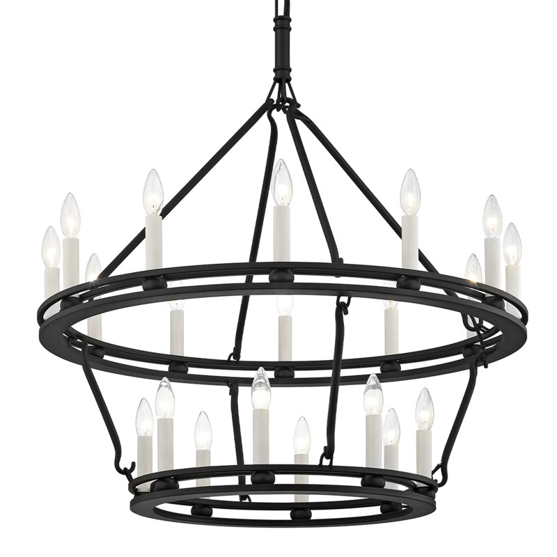 Sutton 20 - Light Chandelier, Textured Black, 108.25" H x 32" W x 32" D