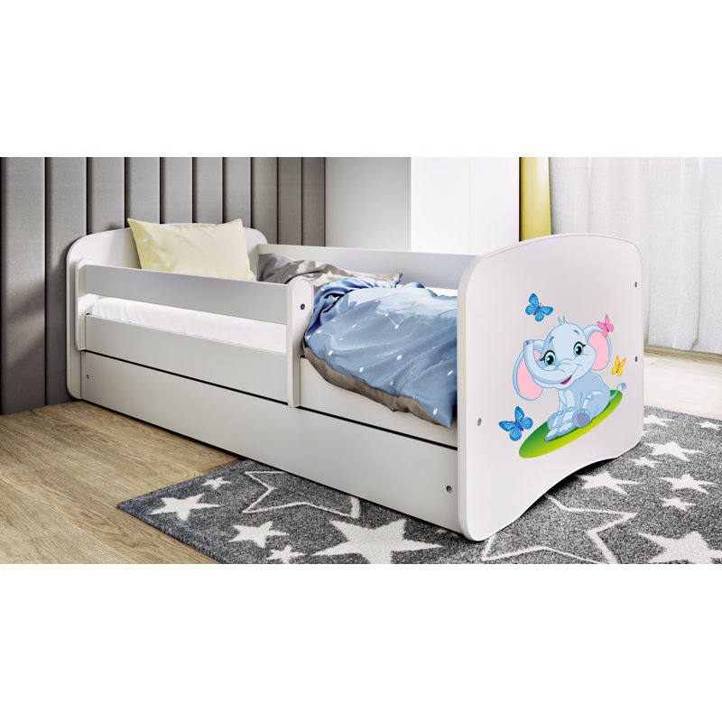 Cicero Drawer Convertible Bed and Mattress, White, European Toddler (80 x 160 cm)