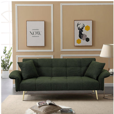 70.1 "futon sofa bed, convertible double sofa bed with folding armrests for living rooms and small Spaces