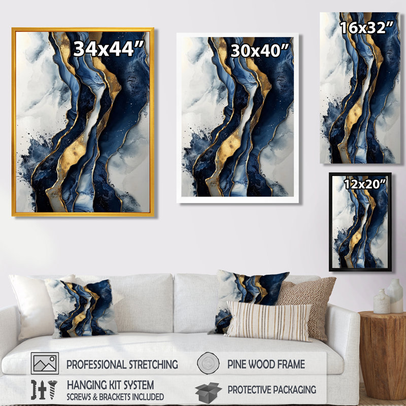 Spradlin - Abstract Canvas Art Print, H 32 po x l 16 po, Reproduction encadrée d'une seule photo, Doré