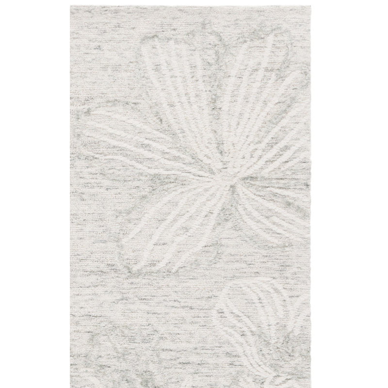 Ambrogia 226 Hand Tufted Wool/Cotton Floral Indoor Use Only Rug in Light Gray/Ivory, Rectangle 4' x 6'