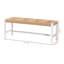 Banc en papier tissé blanc avec cadre en bois d'acajou Yannick, H 17,65 po x l 47,19 po x P 14,66 po