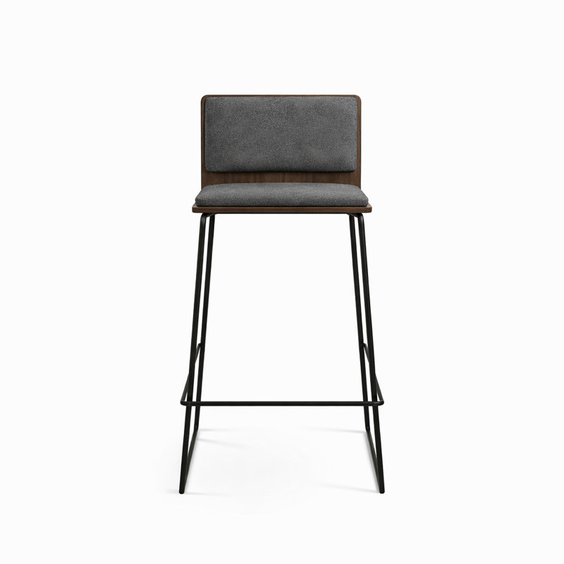 Tabourets Corona, Tissu gris fumée, Noir, Tabouret de bar (siège d'une hauteur de 29 po)