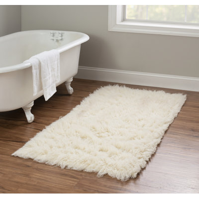 Aaiden Flokati Wool Shag Hand Loomed Ivory Rug