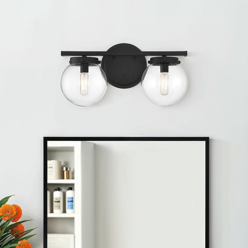 Raelyn 2-Light Dimmable Vanity Light in Matte Black, Matte Black, Clear