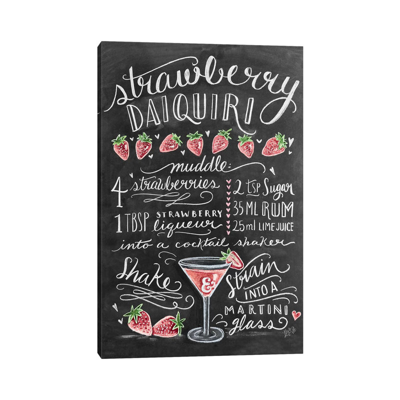 Recette de fraise Daiquiri par Lily & Val - Estampe numérique sur toile tendue avec châssis, H 12 po x l 8 po x P 0,75 po