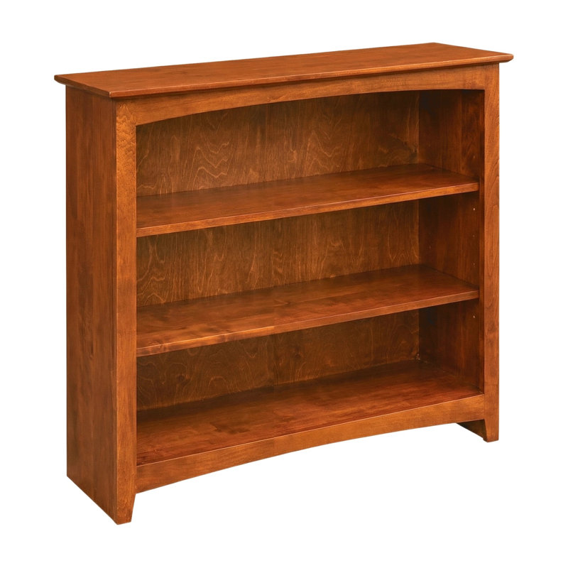 Malani 36" H Solid Wood Classic Bookcase, Antique Cherry, (3 Shelves) 36"H x 37.75"W x 12.875"D