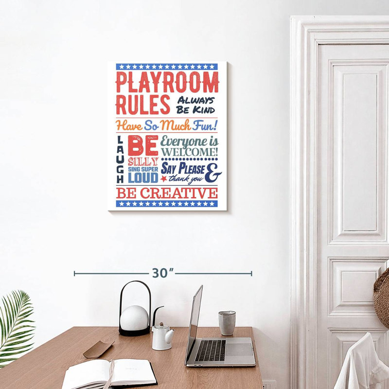 " Playroom Rules " by HomeyNotes Studio, 25" H x 20" W x 1.25" D