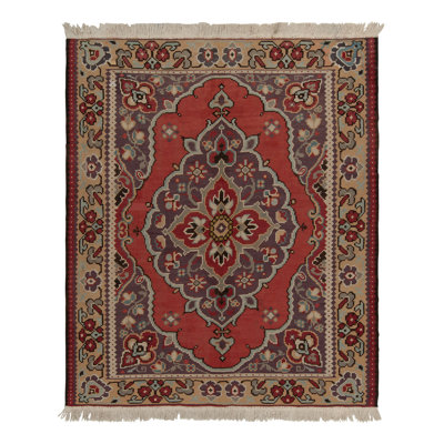 Wool Floral Area Rug in Red/Brown