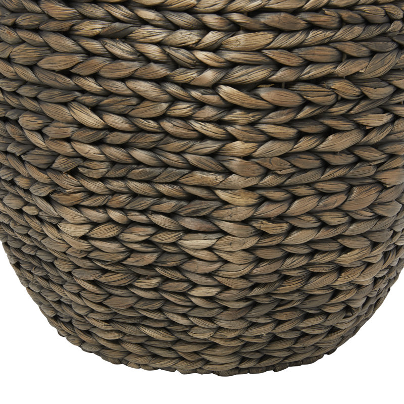 Dark Brown Round Seagrass Storage Baskets with Lids