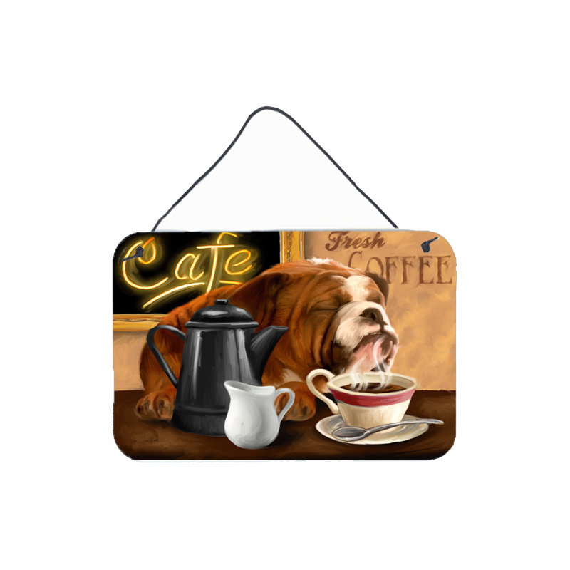 English Bulldog Morning Coffee by Tom Wood Graphic Art Plaque