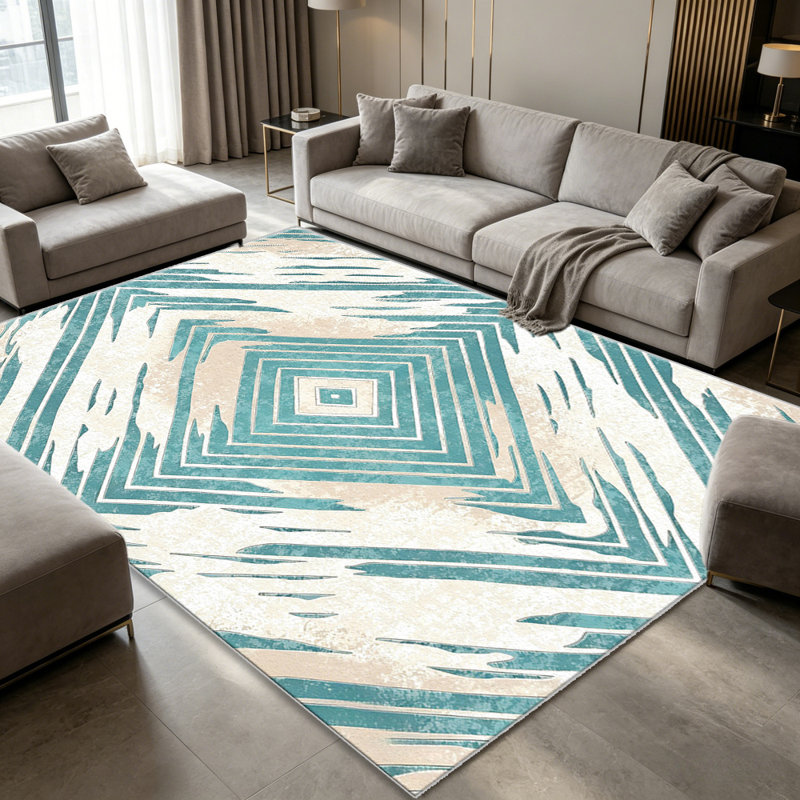 Teal Aztec Diamond carpet-easy to clean, machine-washable, soft and comfortable; suitable for door mats, kitchens, living rooms, bedrooms, corridors, and laundry areas. Easy to clean, durable carpet for home decoration.