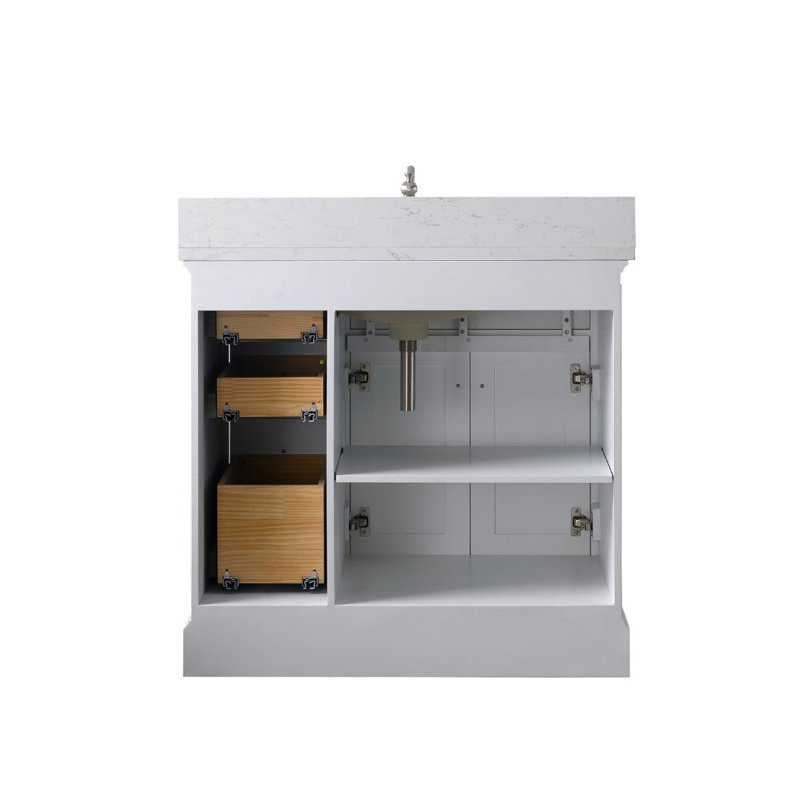 Currahee 36" Single Bathroom Vanity Set, White/Brushed Nickel