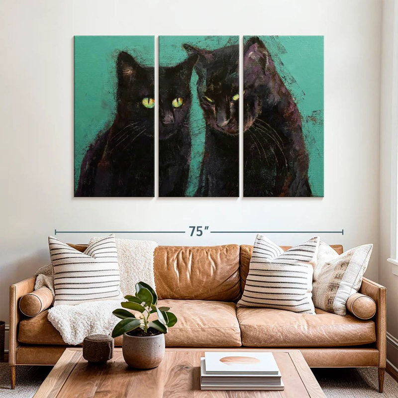 Two Black Cats, 42" H x 65" W