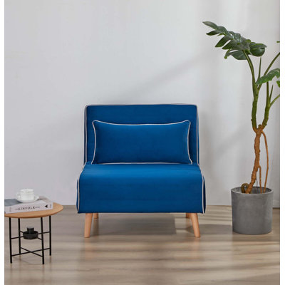 Fauteuil-lit moderne en velours pliable avec passepoil - dossier réglable à 3 positions, se transforme en lit en 10 secondes, comprend un oreiller et un canapé-lit compact
