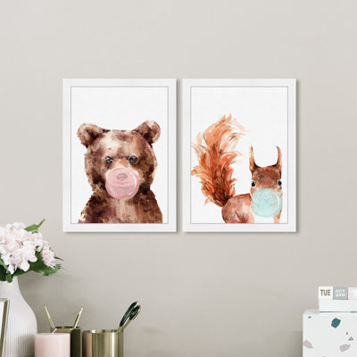 «Animaux», reproduction d'art sur papier blanc moderne