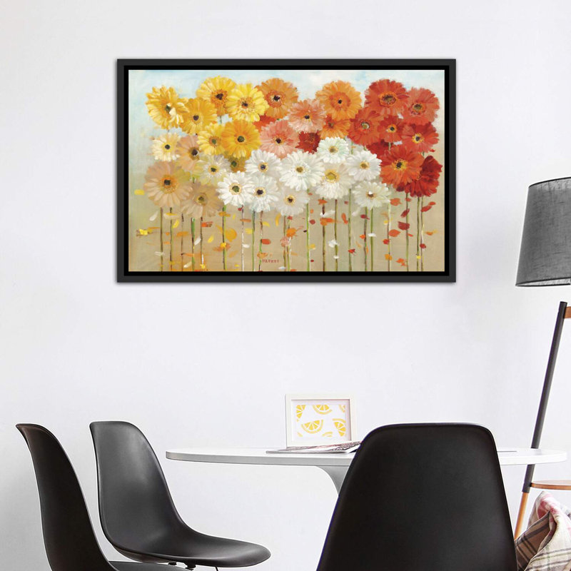 «Daisies Spring» par Danhui Nai - reproduction d'art, H 40 po x l 60 po x 1,5 po, Toile avec cadre noir