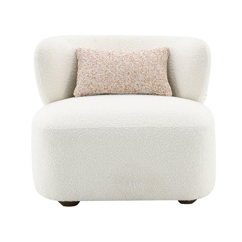 Élégant fauteuil bouclé beige avec coussin en mousse et support ergonomique élégant