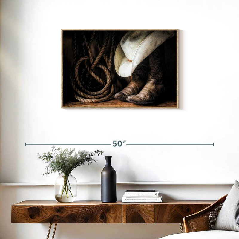 Ensemble Cowboy, Cadre flottant en bois naturel, 31 po x 21 po