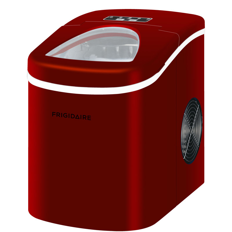 Ice Maker with 26 lbs. Capacity Countertop Stainless Steel Ice Maker with Transparent Window, Red