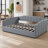 Linen Upholstered Daybed With Spacious Underbed Storage, Full Size - Durable Solid Wood Frame-2039393189
