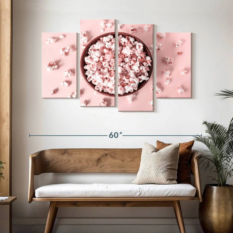Maïs soufflé rose Yarlin, H 32 po x l 52 po