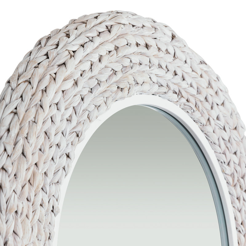 Miroir mural rond 30 po Athena - blanc mat / ruppie maritime blanc, 30,25 po x 30,25 po, Blanc